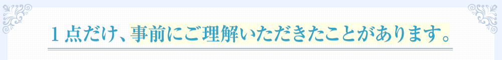 1点だけ、事前にご理解いただきたことがあります。