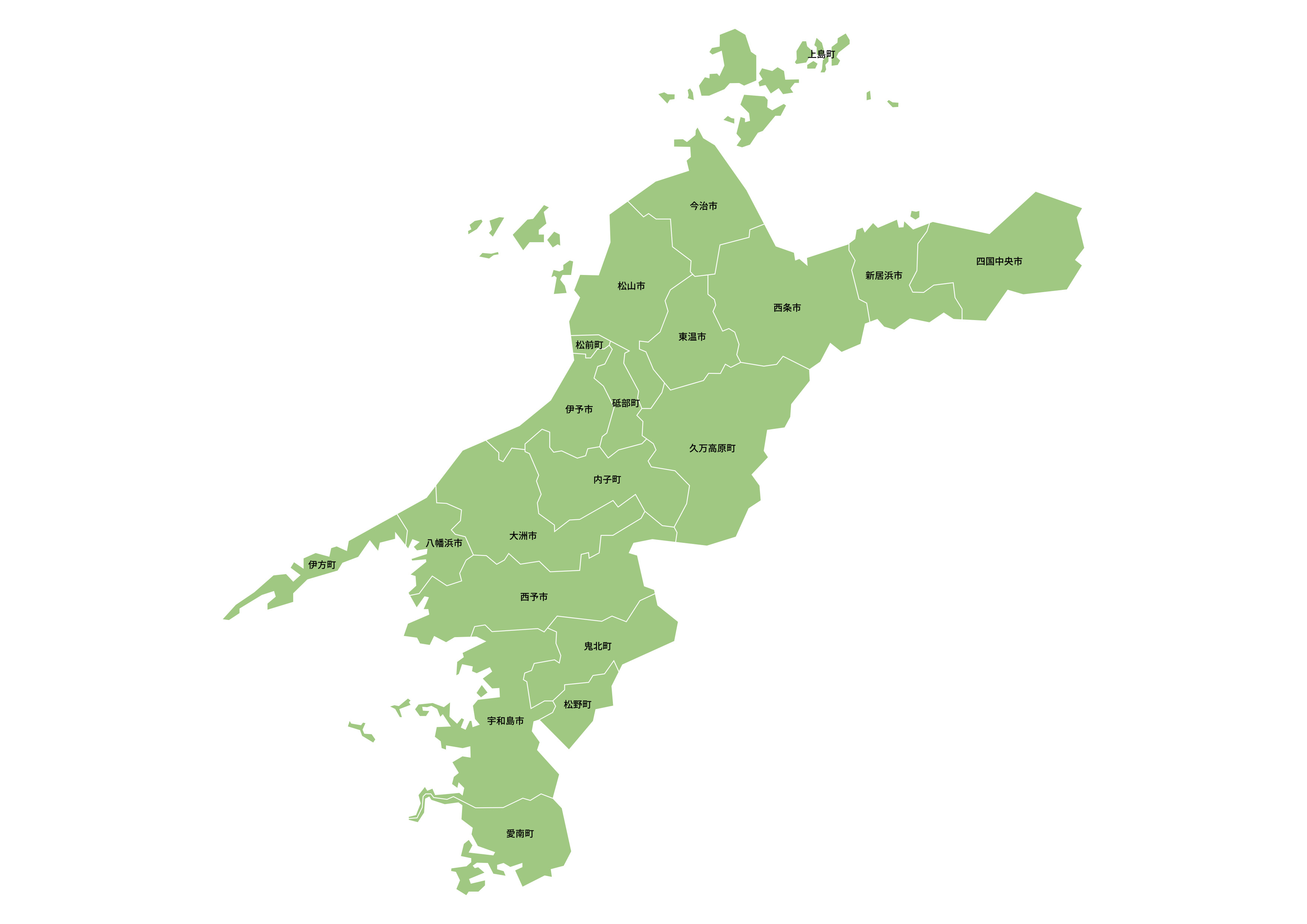 愛媛県の地図