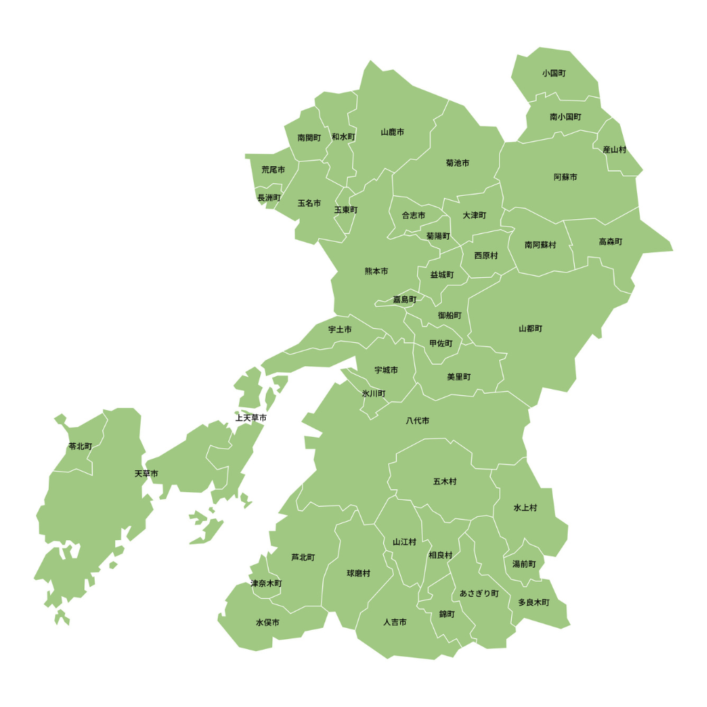 熊本県の地図