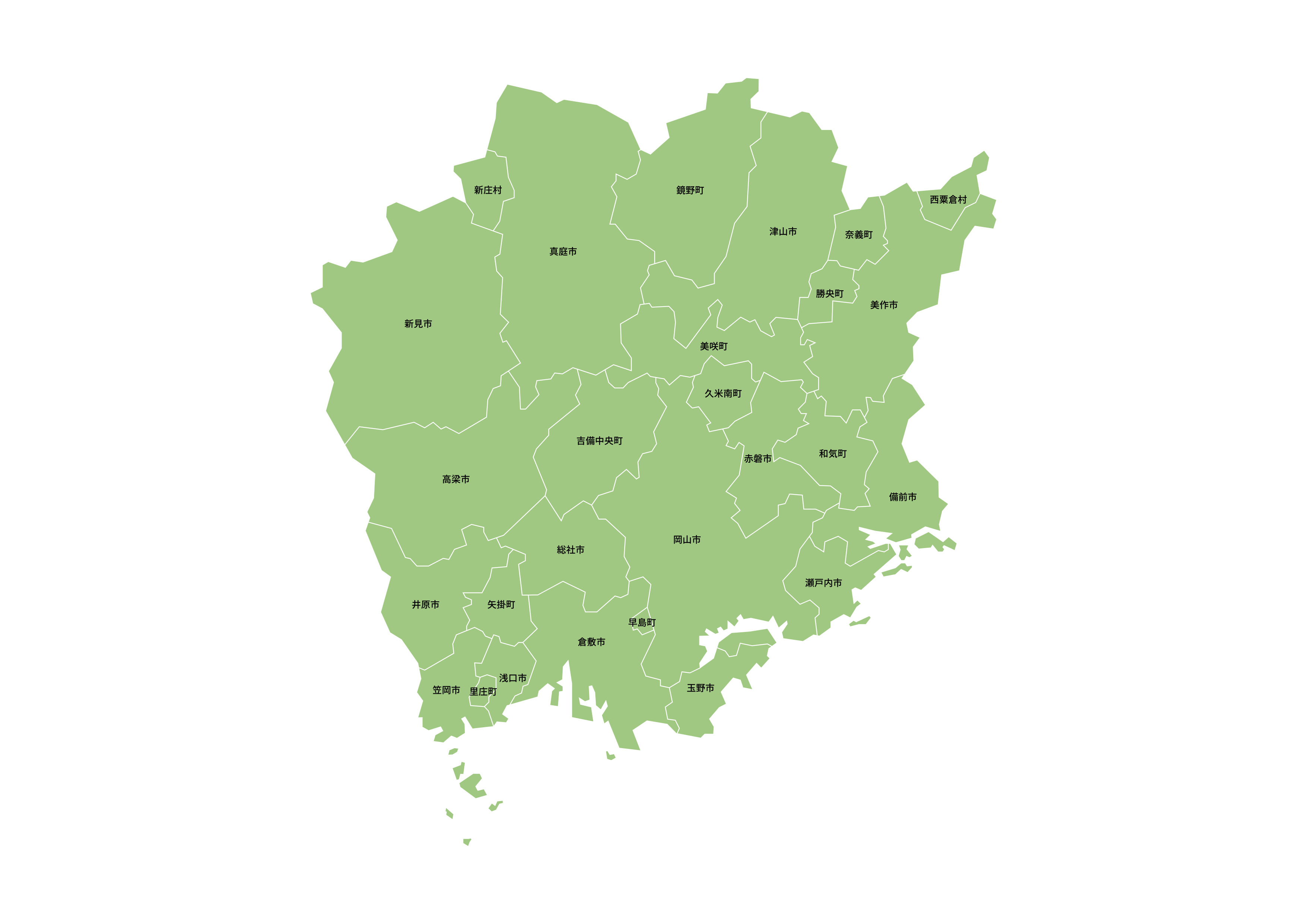 岡山県の地図