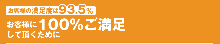 お客様の満足度は94％　お客様に100％ご満足して頂くために